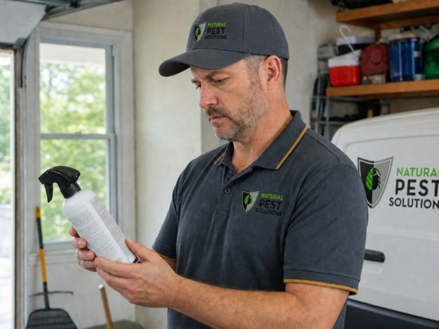 Homeowner reading a product label